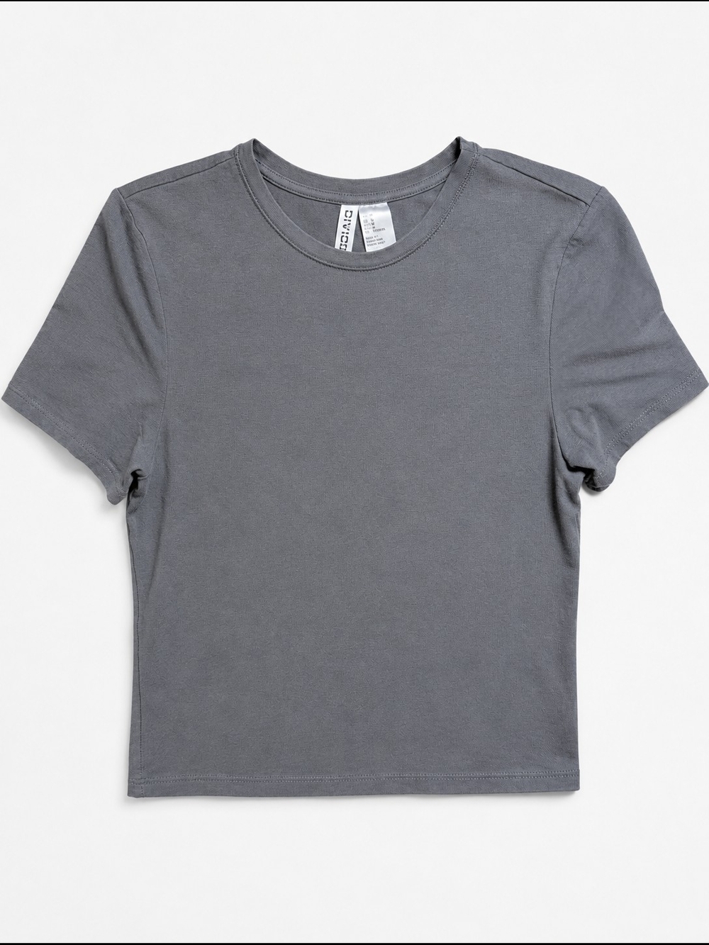 Divided by H&M Gray Ribbed Crew Neck Tee